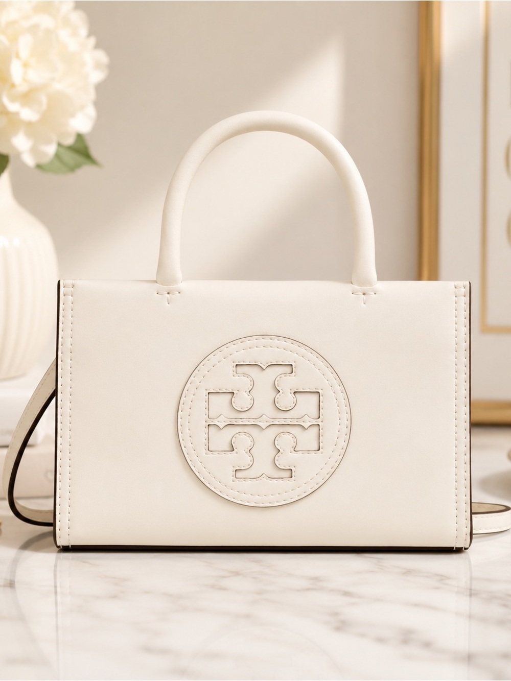 Tory Burch Ella Bio Mini Tote – Warm White (NWT)